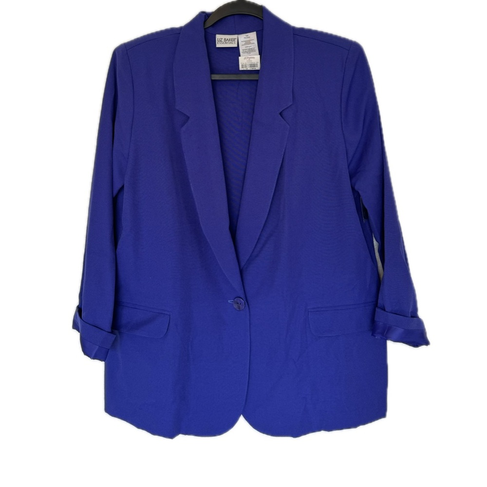 NWT Vintage Liz Baker Blue Blazer with Padded Shoulders Plus Sz